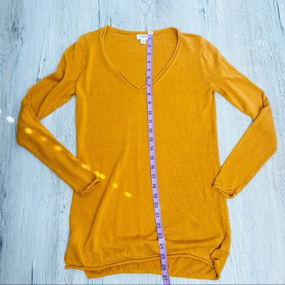 J. Crew Linen Blend V-Neck Mustard Yellow Sweater